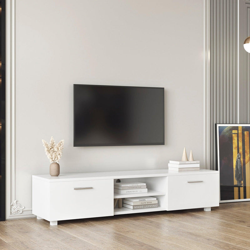 White TV Stand for 70 Inch TV Stands, Media Console Entertainment Center Television Table, 2Storage Cabinet with Open Shelves for Living Room Bedroom - Urban Living Furniture (Los Angeles, CA)