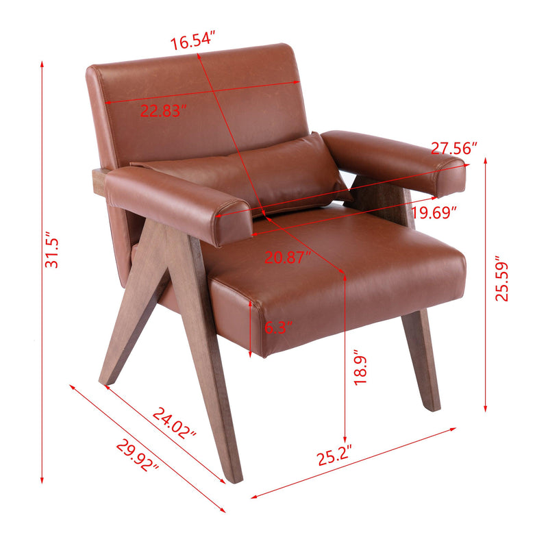 Accent chair, KD rubber wood legs with Walnut finish. PU leather cover the seat. With a cushion.Brown - Urban Living Furniture (Los Angeles, CA)