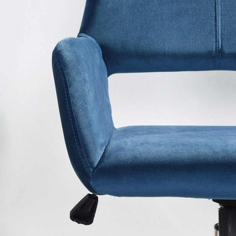Velvet Upholstered Adjustable Swivel Office Chair, BLUE