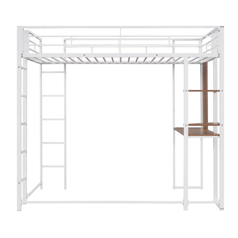 Twin Metal Loft Bed with 2 Shelves and one Desk ,WHITE - Urban Living Furniture (Los Angeles, CA)