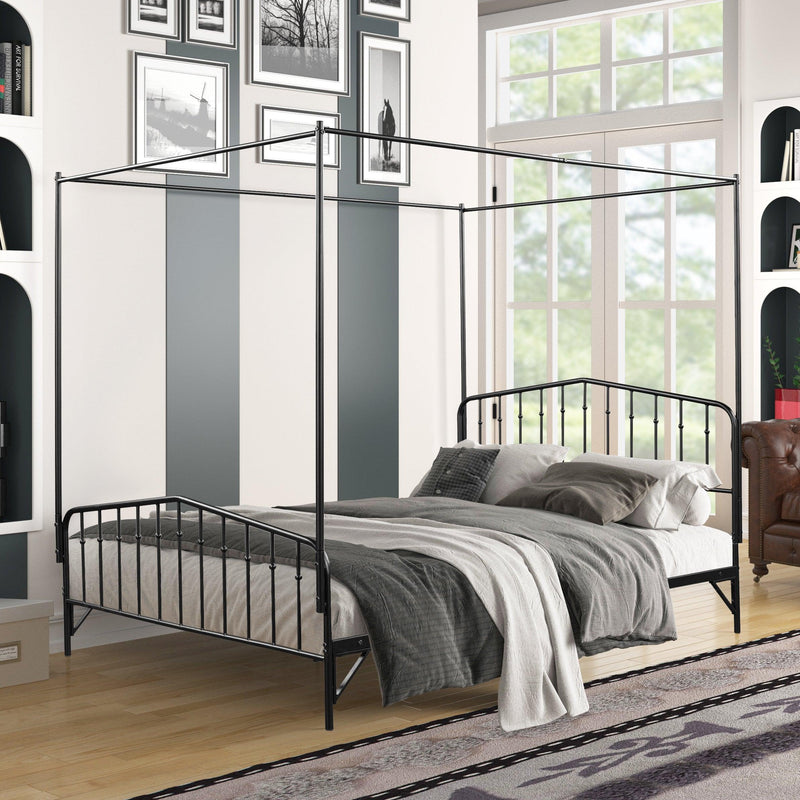 Detachable Queen Anti-Noise Metal Canopy Bed - Urban Living Furniture (Los Angeles, CA)