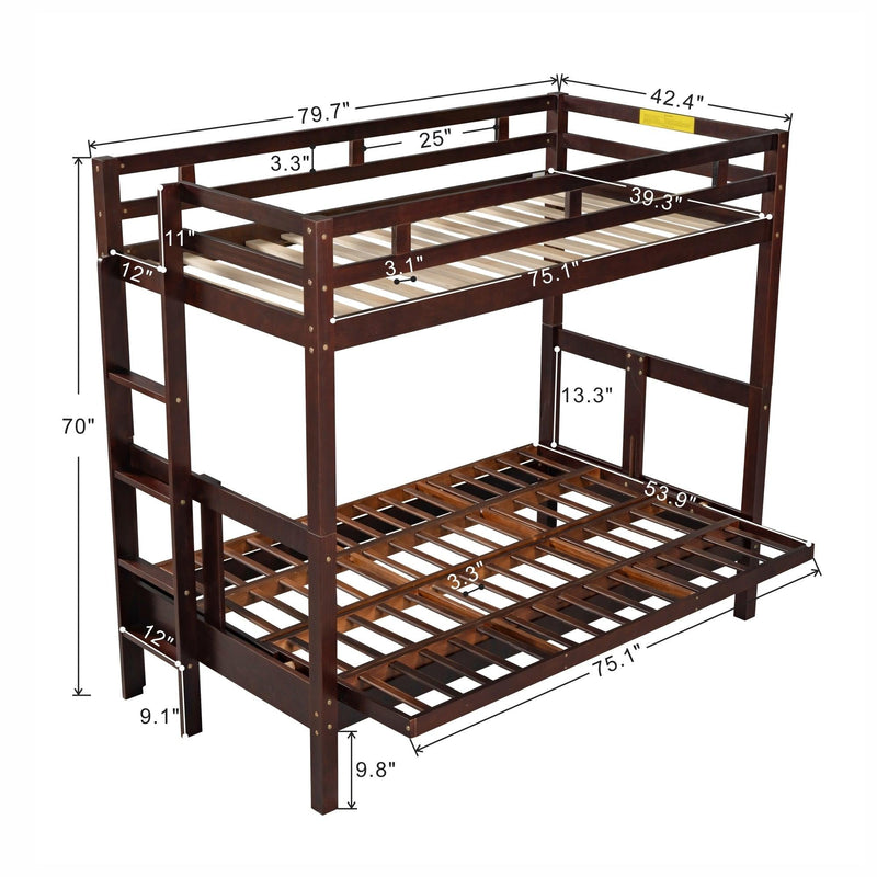 Twin over Full Convertible Bunk Bed - Espresso - Urban Living Furniture (Los Angeles, CA)