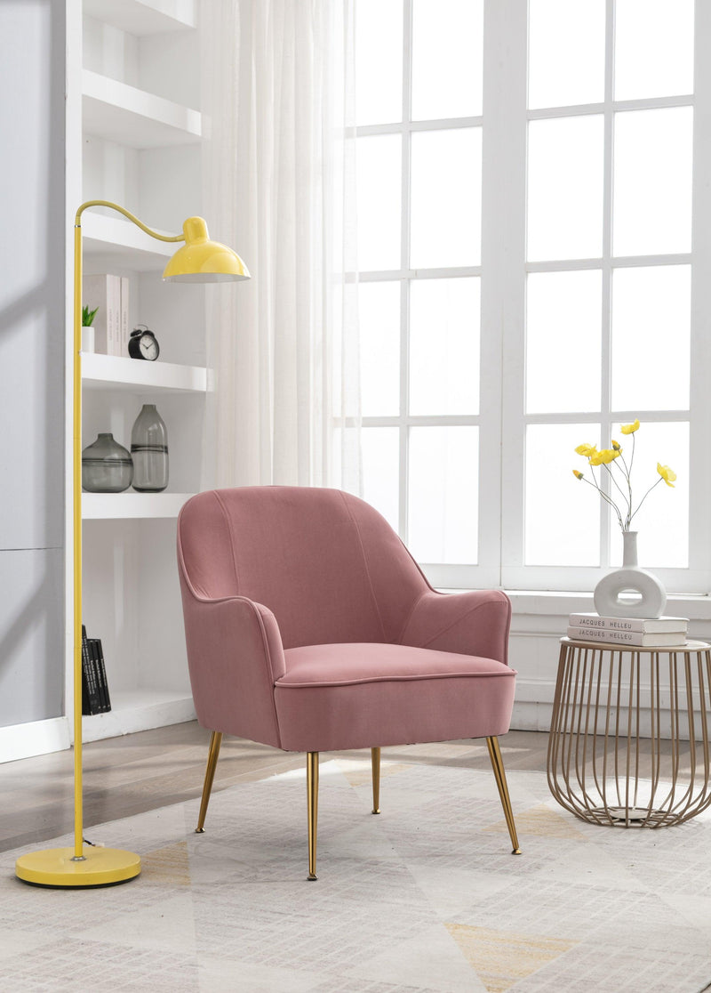 Modern Ergonomics Soft Velvet Fabric Material Accent Chair With Gold Legs And Adjustable Feet Screws For Indoor Home Living Room,Pink - Urban Living Furniture (Los Angeles, CA)