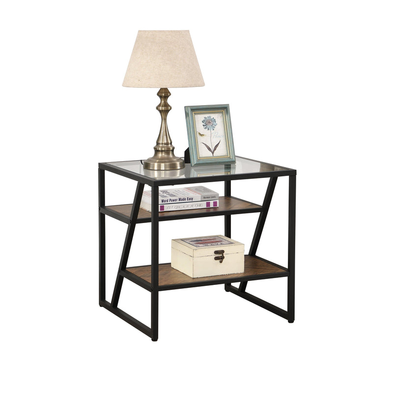 Black Side Table, End Table withStorage Shelf, Tempered Glass Coffee Table with Metal Frame for Living Room&Bed Room - Urban Living Furniture (Los Angeles, CA)