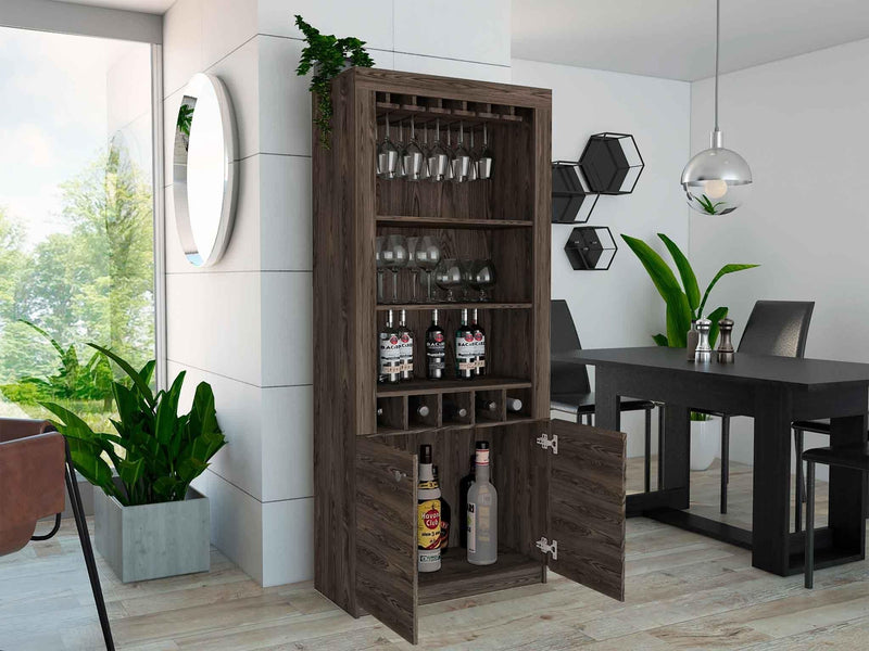 Plympton 3-Shelf Rectangle 5-Bottle Bar Cabinet  Dark Walnut - Urban Living Furniture (Los Angeles, CA)