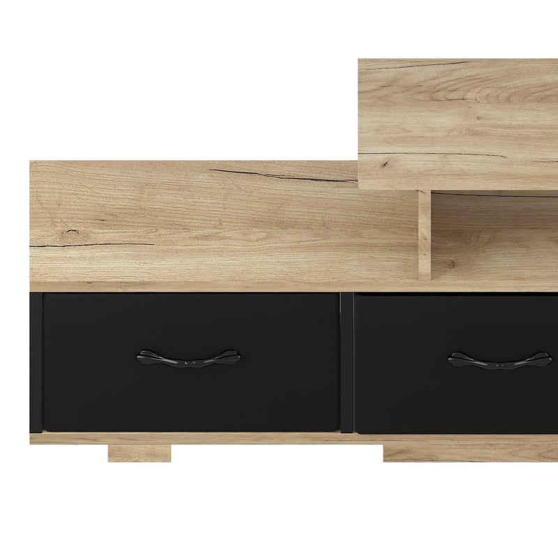 Mordern TV Stand with quick assemble,wood grain and black easy open fabrics drawers for TV Cabinet,can be assembled in Lounge Room, Living Room or Bedroom,High quality furniture - Urban Living Furniture (Los Angeles, CA)