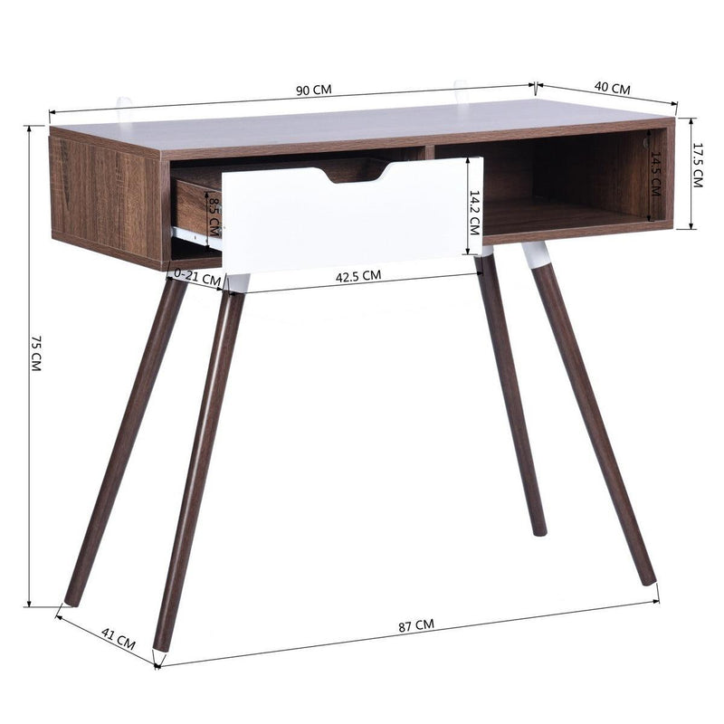 35.4" Writing Computer Desk With Drawer, walnut & white - Urban Living Furniture (Los Angeles, CA)