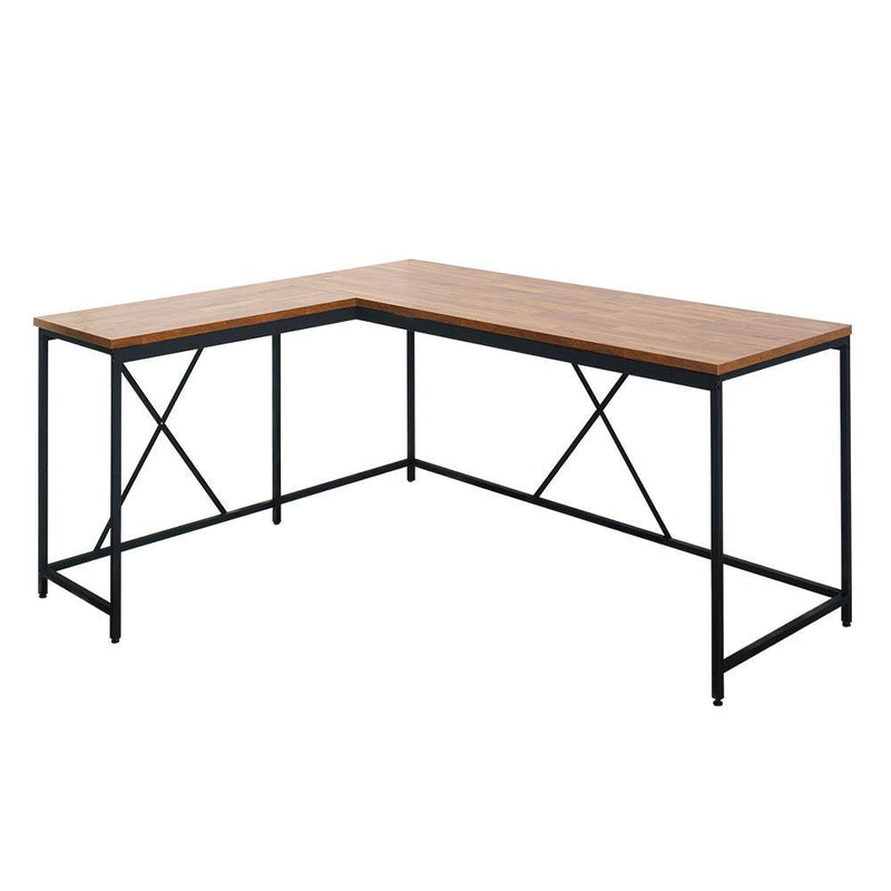 Olympus Wood and Metal Corner Desk in Acacia and Black - Urban Living Furniture (Los Angeles, CA)