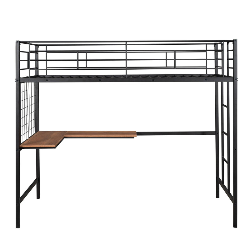 Twin Metal Loft Bed with Desk and Metal Grid,Black - Urban Living Furniture (Los Angeles, CA)