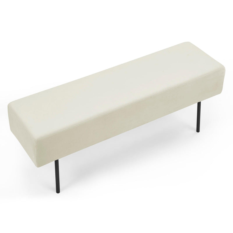 Contemporary Style Bedroom Velvet Upholstered Bench, Beige,( 45'' x13''x 17''）