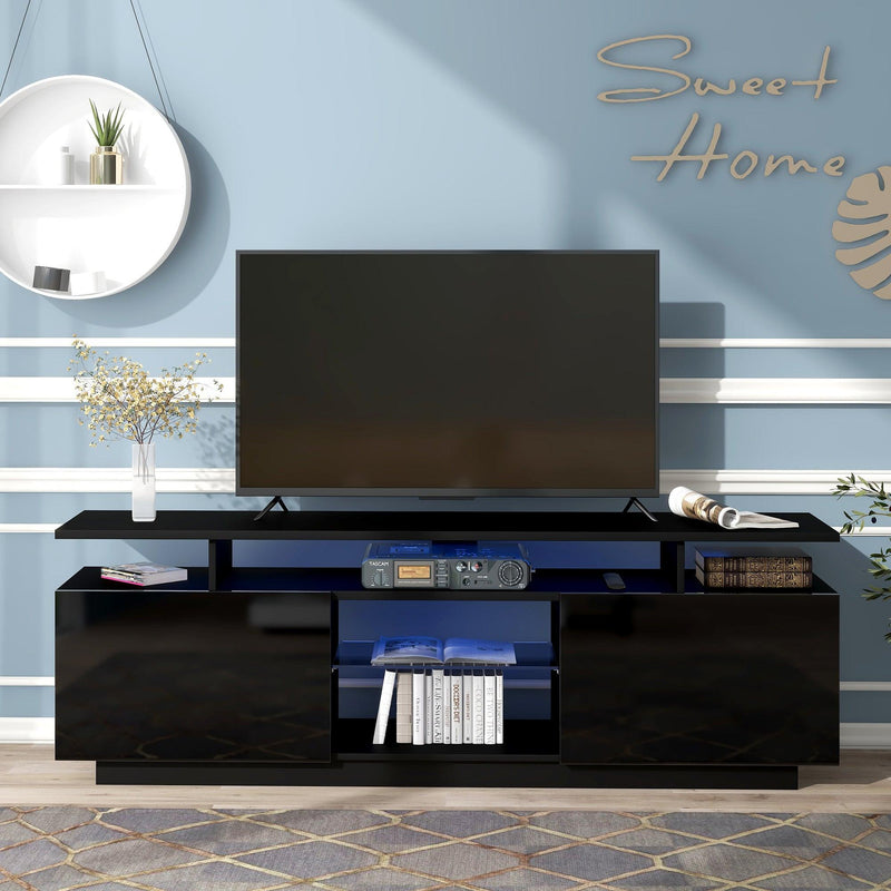 Modern TV Stand for TVs up to 65inches with LED lights, 16 Colors, for Livingroom, Bedroom, Black - Urban Living Furniture (Los Angeles, CA)