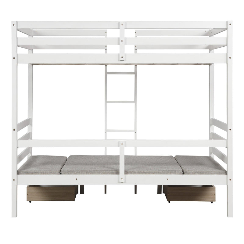 Functional Loft Bed (turn into upper bed and down desk，cushion sets are free),Twin Size,White - Urban Living Furniture (Los Angeles, CA)