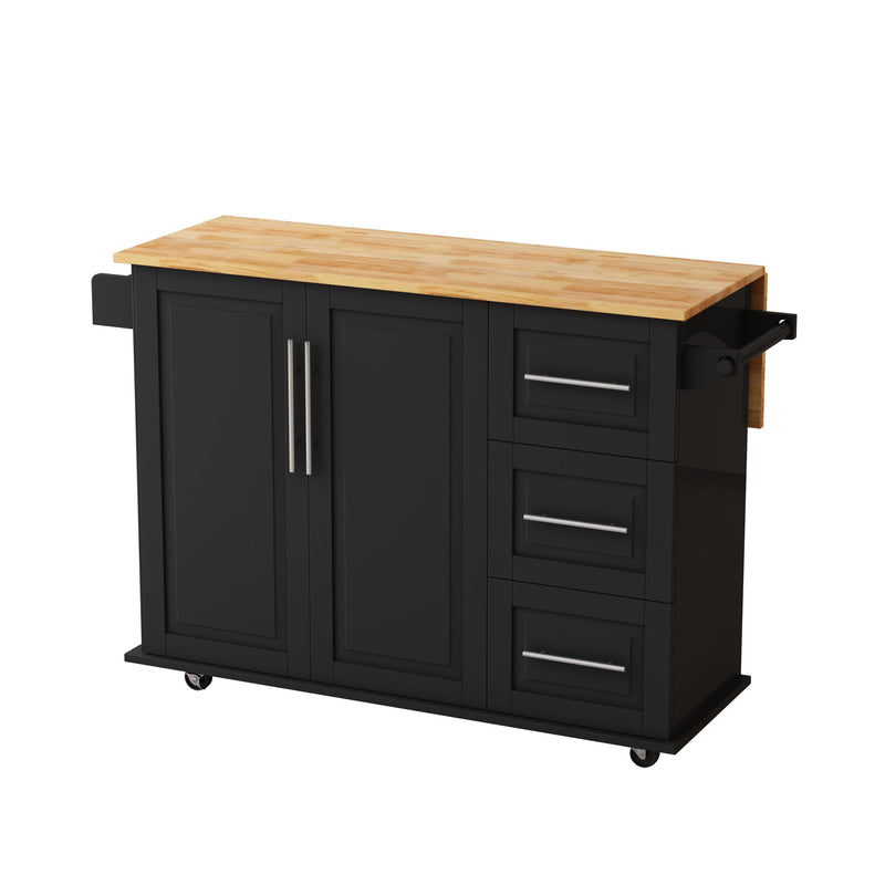 Kitchen Island Cart with 2 Door Cabinet and Three Drawers,43.31 Inch Width with Spice Rack, Towel Rack (Black) - Urban Living Furniture (Los Angeles, CA)