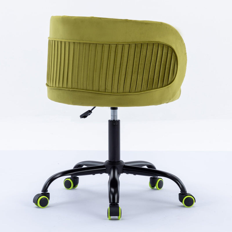 Zen Zone Velvet Leisure office chair, suitable for study and office, can adjust the height, can rotate 360 degrees, with pulley, Olive Green - Urban Living Furniture (Los Angeles, CA)