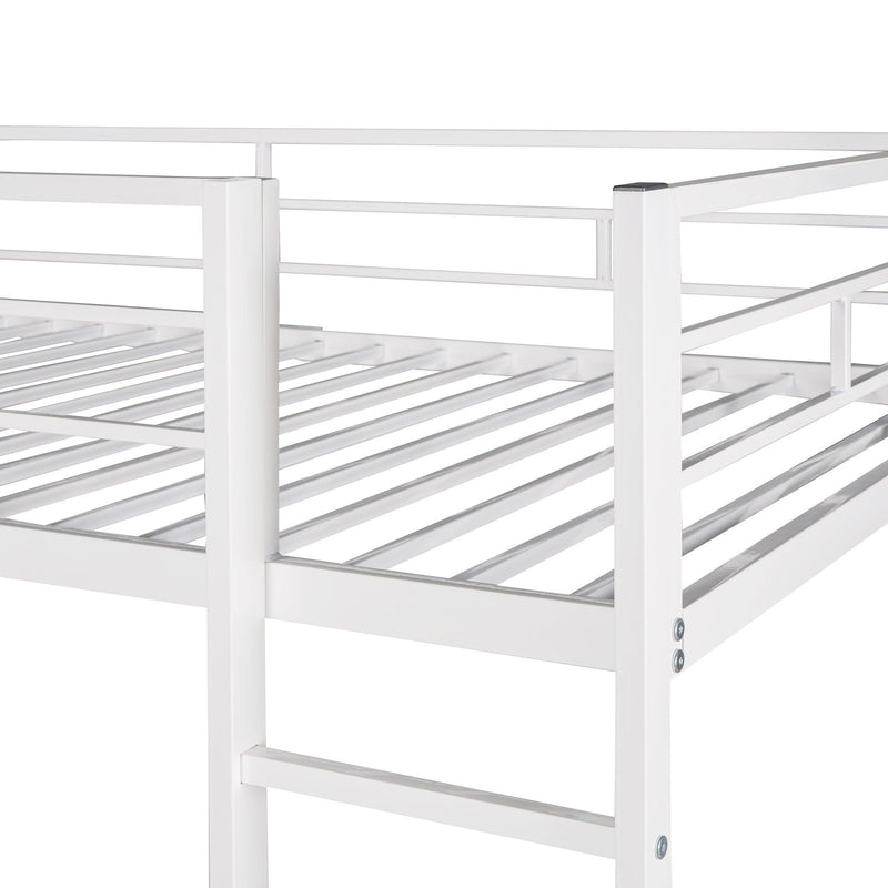 Twin Metal Loft Bed with 2 Shelves and one Desk ,WHITE - Urban Living Furniture (Los Angeles, CA)