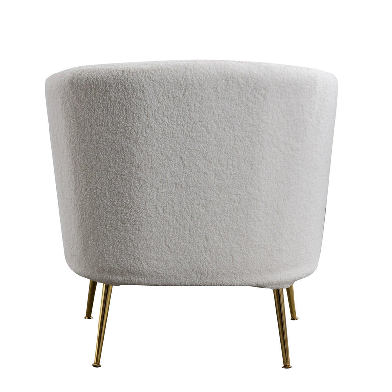 30.32"W Accent Chair Upholstered Curved Backrest Reading Chair Single Sofa Leisure Club Chair with Golden Adjustable Legs For Living Room Bedroom Dorm Room (Ivory Boucle) - Urban Living Furniture (Los Angeles, CA)