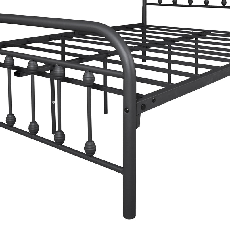 Victorian Vintage Style Platform Metal Bed Frame Foundation Headboard Footboard Heavy Duty Steel Slats, Full Black