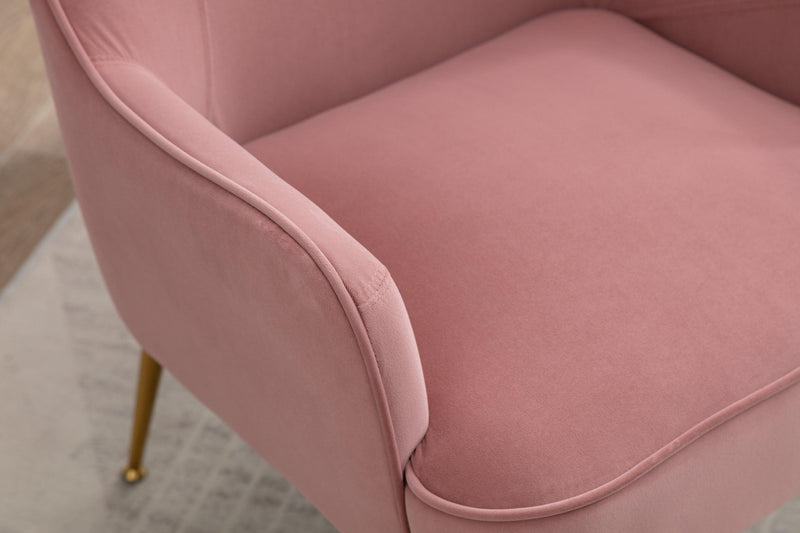 Modern Ergonomics Soft Velvet Fabric Material Accent Chair With Gold Legs And Adjustable Feet Screws For Indoor Home Living Room,Pink - Urban Living Furniture (Los Angeles, CA)