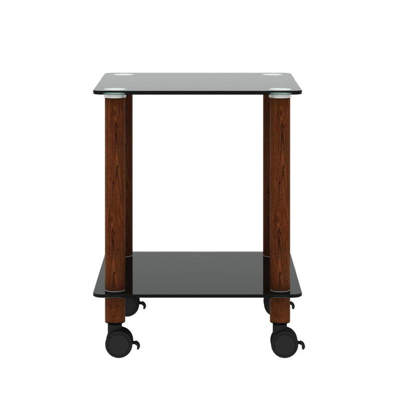 1-Piece Black + Walnut Side Table , 2-Tier Space End Table ,Modern Night Stand, Sofa table, Side Table withStorage Shelve
