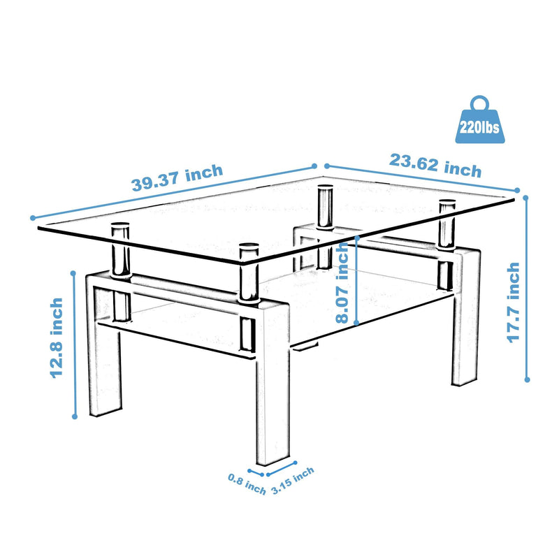 White Coffee Table, Clear Coffee Table，Modern Side Center Tables for Living Room， Living Room Furniture - Urban Living Furniture (Los Angeles, CA)