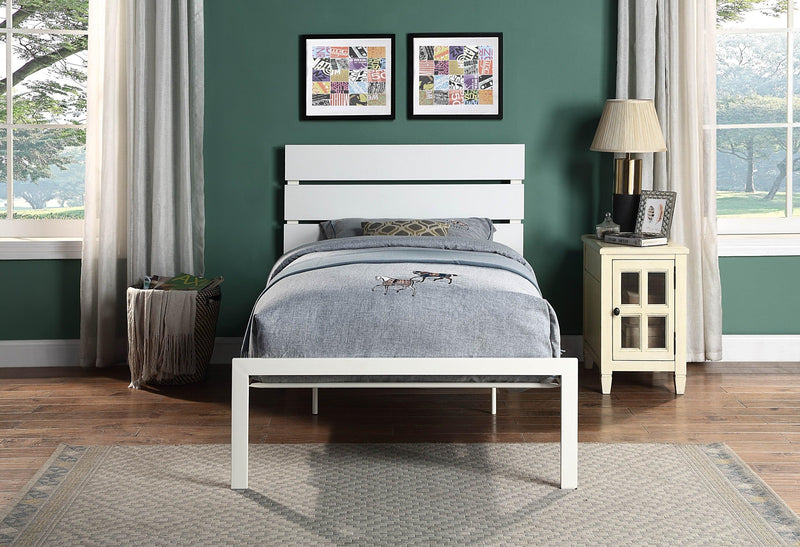 White Metal Frame Twin Size Bed 1pc Casual Style Bedroom Furniture - Urban Living Furniture (Los Angeles, CA)