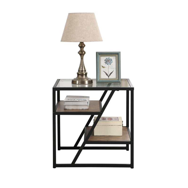 Black Side Table, End Table withStorage Shelf, Tempered Glass Coffee Table with Metal Frame for Living Room&Bed Room - Urban Living Furniture (Los Angeles, CA)