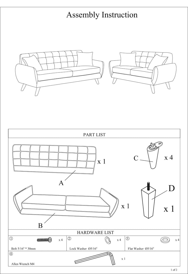 Laguna Color Polyfiber Sofa And Loveseat 2pc Sofa Set Living Room Furniture Plywood Tufted Couch Pillows - Urban Living Furniture (Los Angeles, CA)