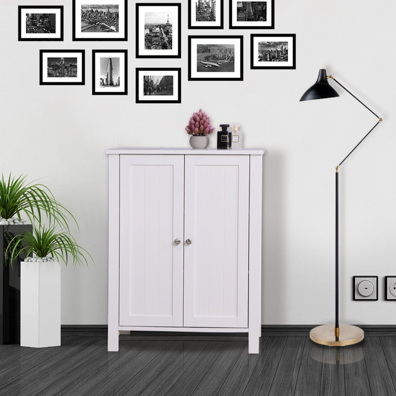 Bathroom FloorStorage Cabinet with Double Door Adjustable Shelf, White - Urban Living Furniture (Los Angeles, CA)