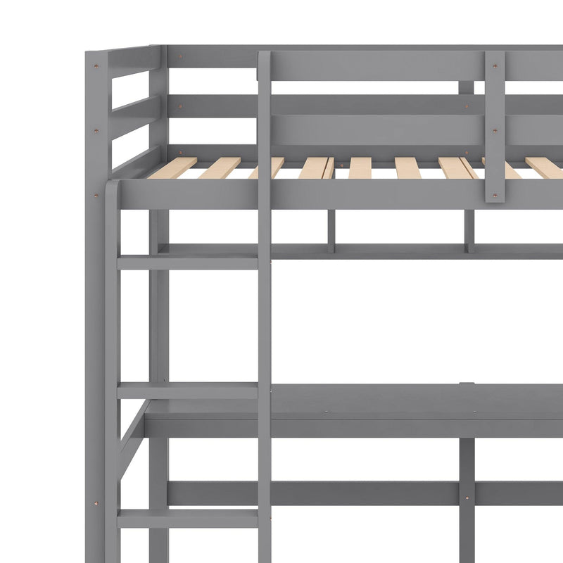 Twin Size Loft Bed with Convenient Desk, Shelves, and Ladder, White - Urban Living Furniture (Los Angeles, CA)