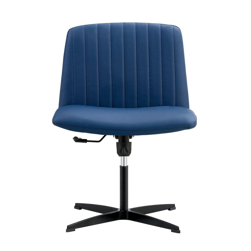 Office chair swivel chair Blue PU Material. Home Computer Chair Office Chair Adjustable 360 °Swivel Cushion Chair With Black Foot Swivel Chair Makeup Chair Study Desk Chair. No Wheels - Urban Living Furniture (Los Angeles, CA)