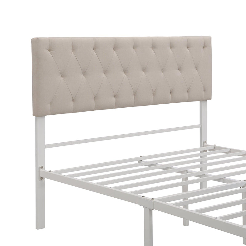 Full SizeStorage Bed Metal Platform Bed with a Big Drawer - Beige