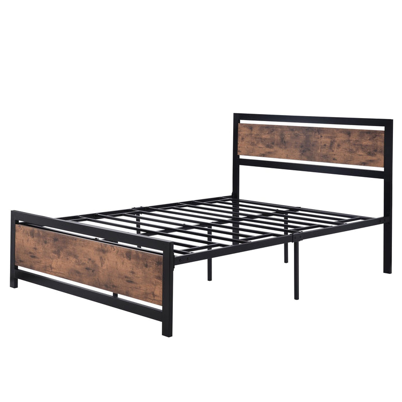 Metal and Wood Bed Frame with Headboard and Footboard ,Full Size Platform Bed ,No Box Spring Needed, Easy to Assemble(BLACK) - Urban Living Furniture (Los Angeles, CA)