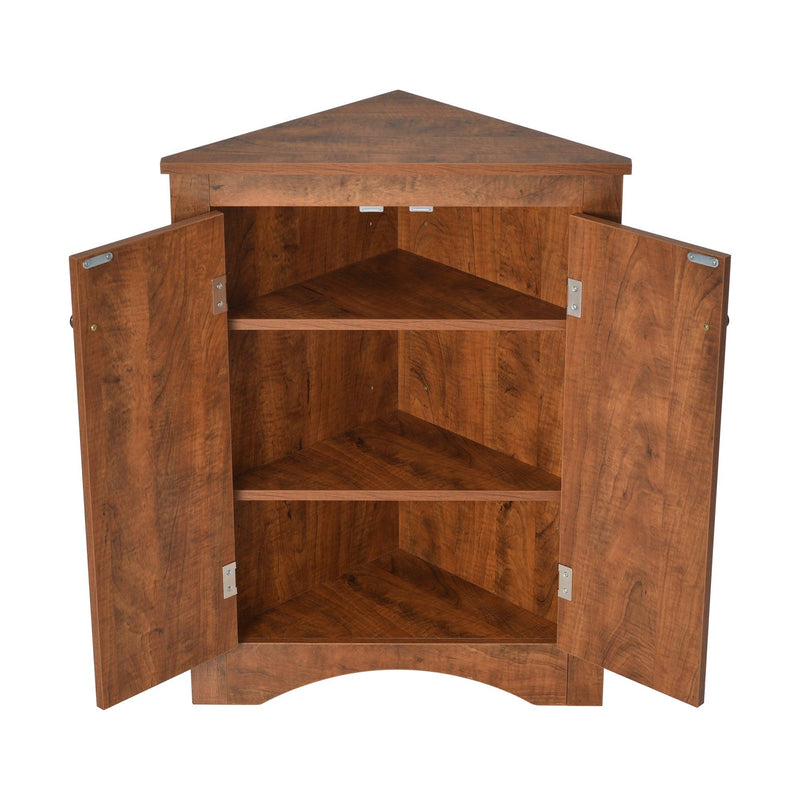 Brown Triangle BathroomStorage Cabinet with Adjustable Shelves, Freestanding Floor Cabinet for Home Kitchen - Urban Living Furniture (Los Angeles, CA)