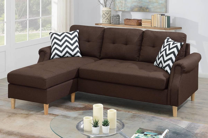 Living Room Corner Sectional Dark Coffee Polyfiber Chaise sofa Reversible Sectional - Urban Living Furniture (Los Angeles, CA)