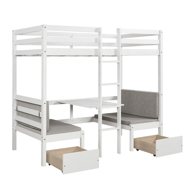 Functional Loft Bed (turn into upper bed and down desk，cushion sets are free),Twin Size,White - Urban Living Furniture (Los Angeles, CA)