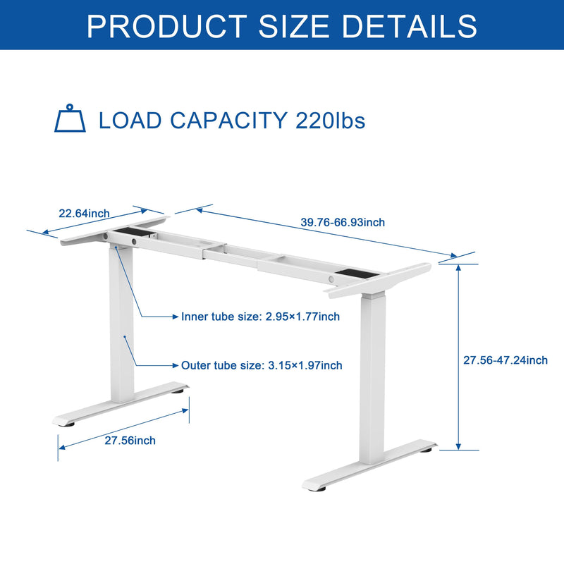 Ergonomic Standing Desk Base Workstation Frame Only，silver grey - Urban Living Furniture (Los Angeles, CA)