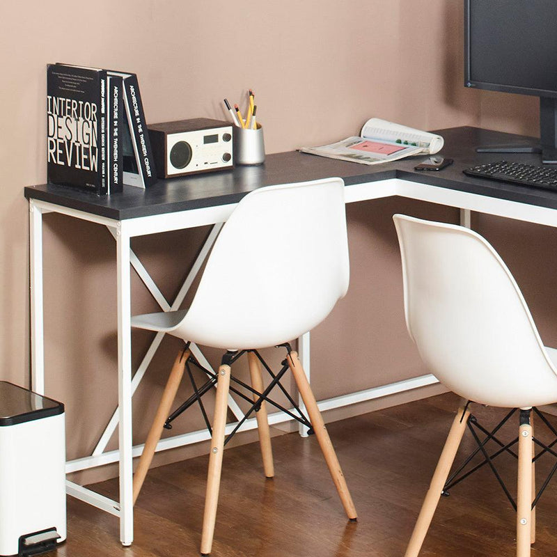 Olympus Wood and Metal Corner Desk in Dark Gray and Ivory - Urban Living Furniture (Los Angeles, CA)