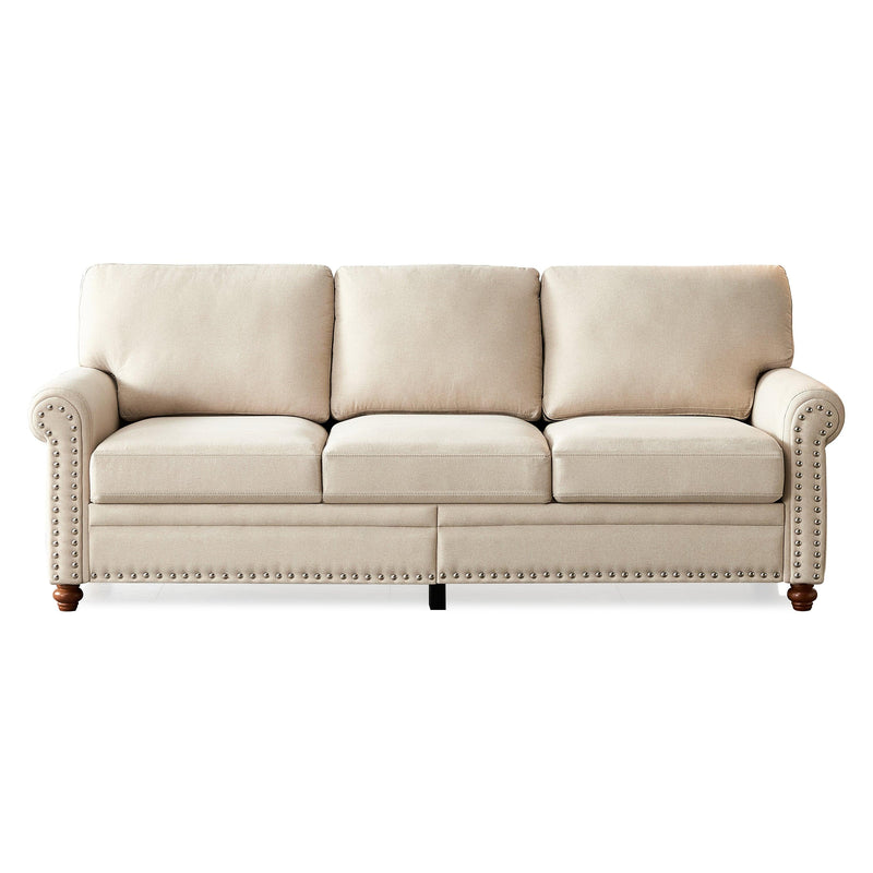 Linen Fabric Upholstery withStorage Sofa (Beige) - Urban Living Furniture (Los Angeles, CA)