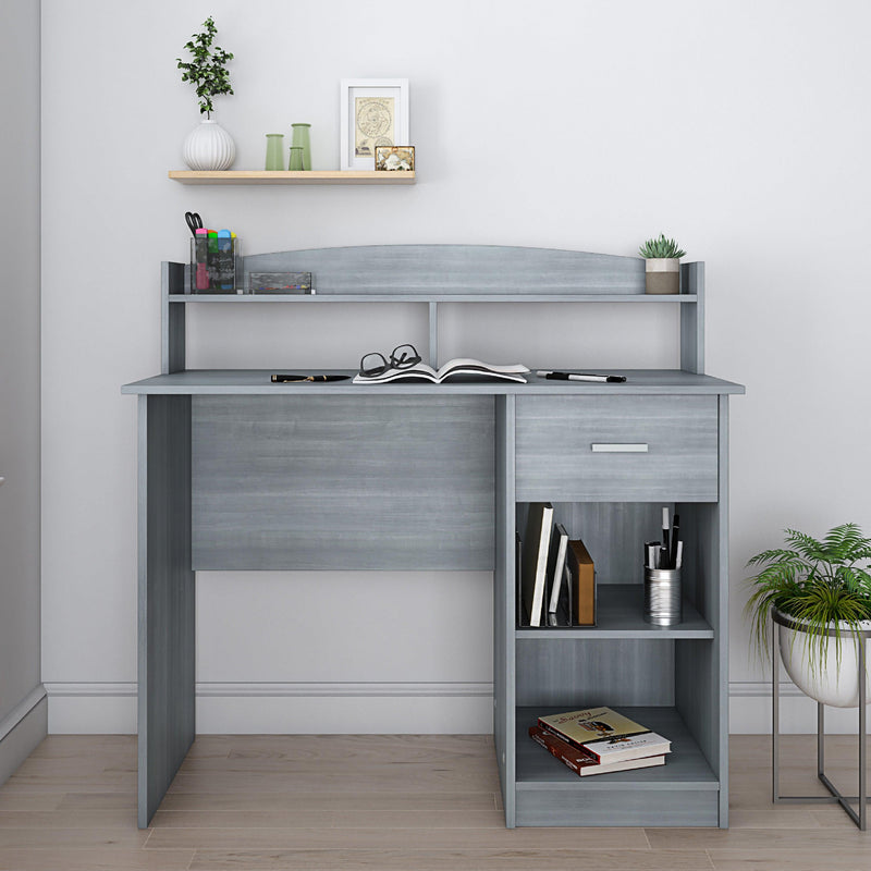 Techni MobiliModern Office Desk with Hutch, Grey
