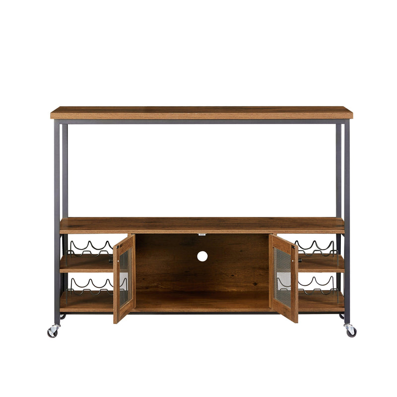 Wine shelf table,Modern wine bar cabinet, console table, bar table, TV cabinet, sideboard withStorage compartment, can be used in living room, dining room, kitchen, entryway, hallway. Hazelnut Brown - Urban Living Furniture (Los Angeles, CA)