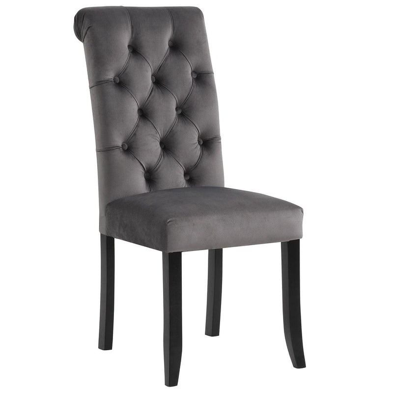 Classic Fabric Tufted Dining Chair with Wooden Legs - Set of 2