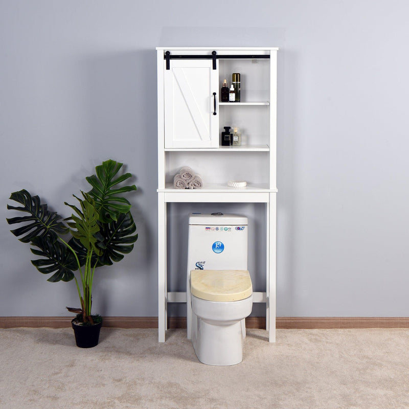 Over-the-ToiletStorage Cabinet, Space-Saving Bathroom Cabinet, with Adjustable Shelves and A Barn Door 27.16 x 9.06 x 67 inch - Urban Living Furniture (Los Angeles, CA)