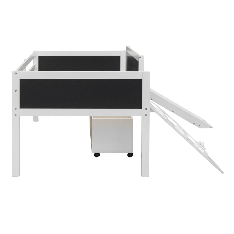 Twin size Loft Bed Wood Bed with TwoStorage Boxes - White - Urban Living Furniture (Los Angeles, CA)