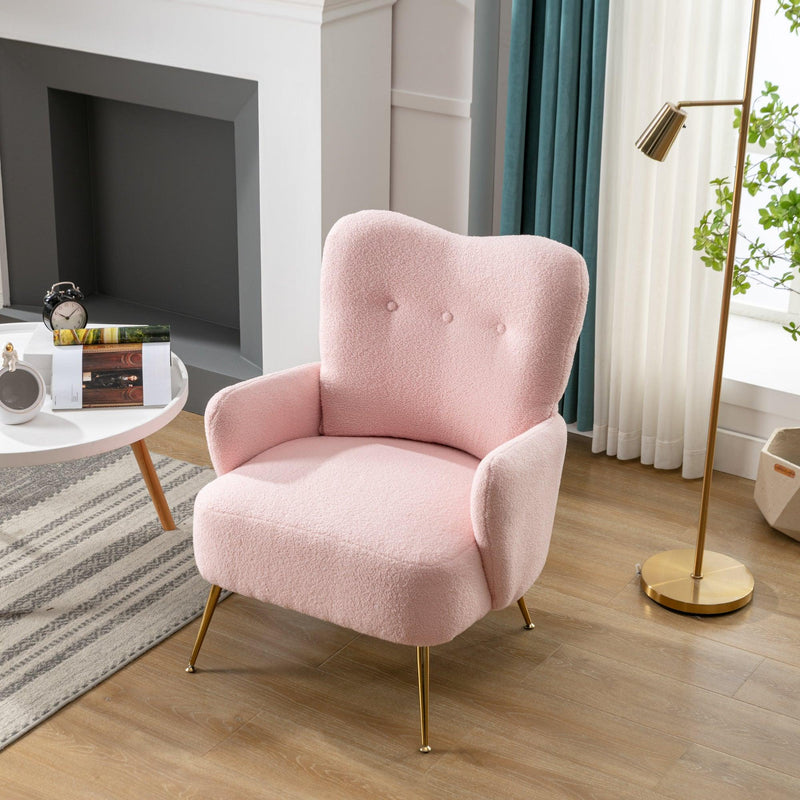 Cozy Teddy Fabric Arm Chair with Sloped High Back and Contemporary Metal Legs ,Pink - Urban Living Furniture (Los Angeles, CA)