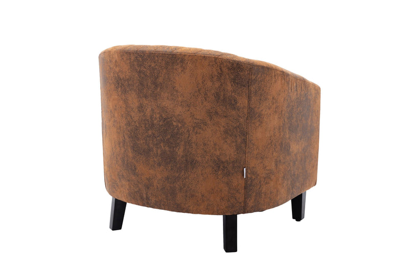 accent Barrel chair living room chair with nailheads and solid wood legs  Light  Coffee microfiber fabric