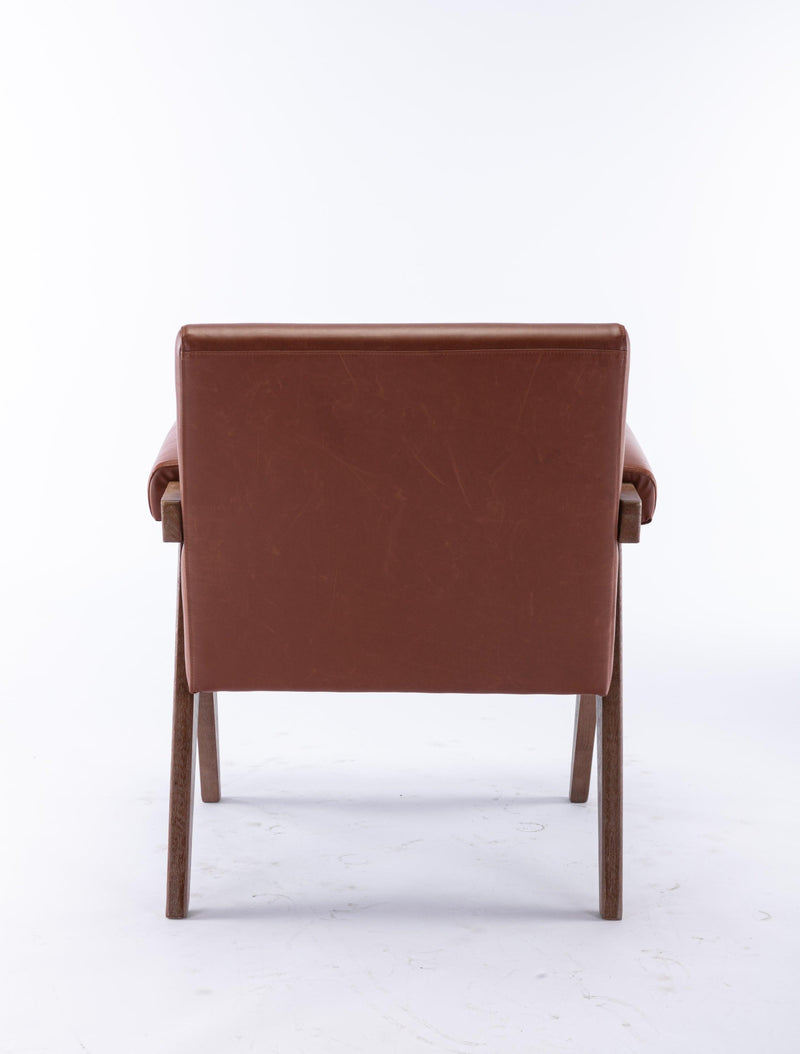 Accent chair, KD rubber wood legs with Walnut finish. PU leather cover the seat. With a cushion.Brown - Urban Living Furniture (Los Angeles, CA)