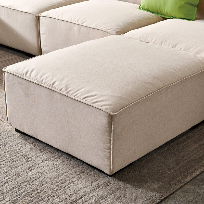 Modular U Shape Sectional Fabric Sofa (Beige)