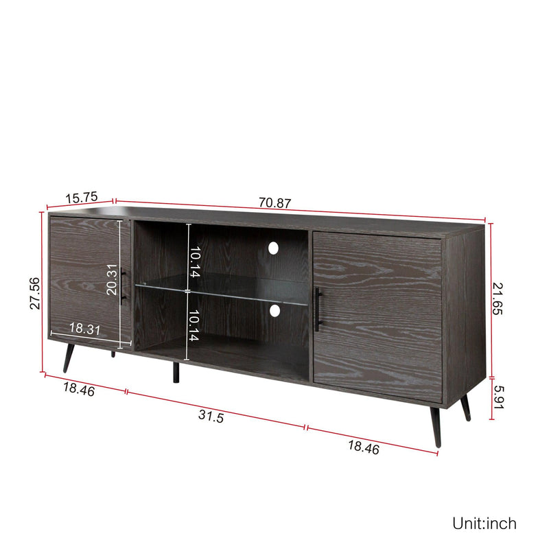 TV Stand Mid-Century WoodModern Entertainment Center AdjustableStorage Cabinet TV Console for Living Room