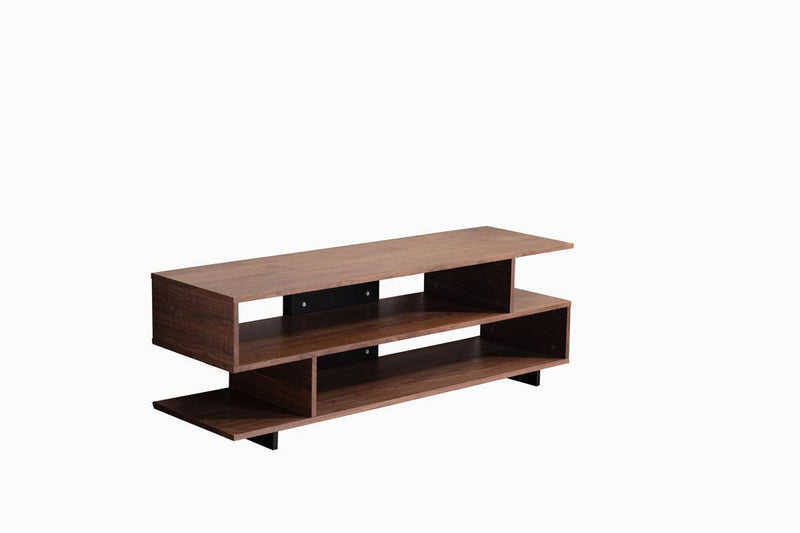 Iris Brown Walnut Finish TV Stand with 2 Levels of Shelves and Black Legs - Urban Living Furniture (Los Angeles, CA)