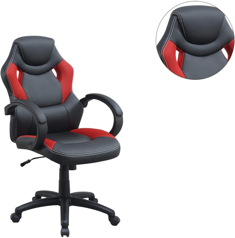 Office Chair Upholstered 1pc Cushioned Comfort Chair Relax Gaming Office Work Black And Red Color